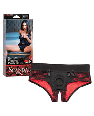 Scandal Crotchless Pegging Panty Set L-xl - Red