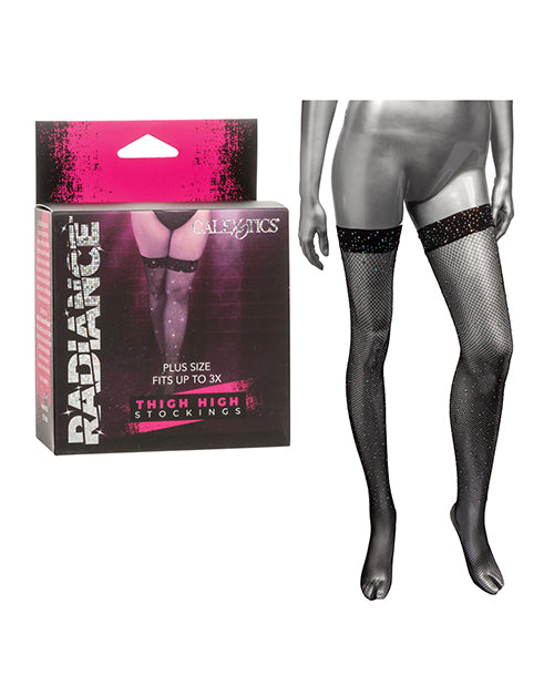 Radiance Thigh High Stockings - Black Plus Size - LUST Depot