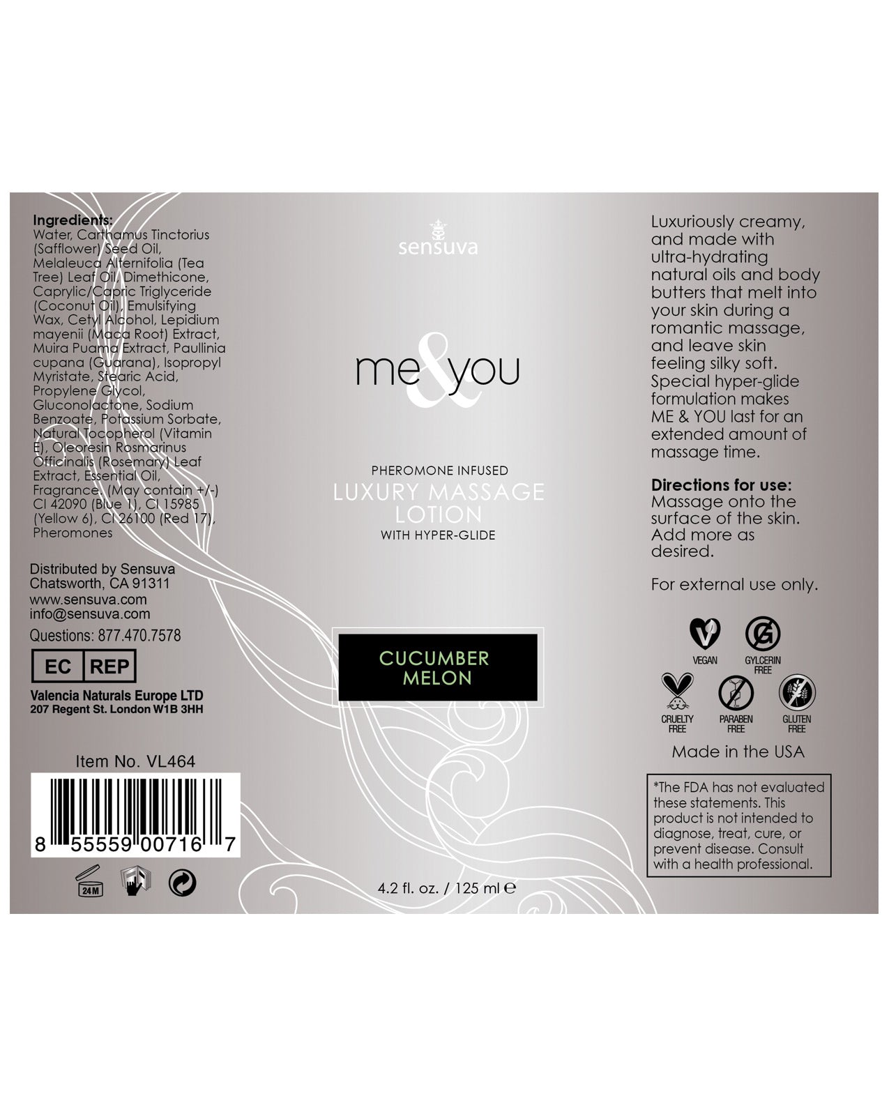 Sensuva Me & You Massage Lotion - Cucumber Melon - LUST Depot