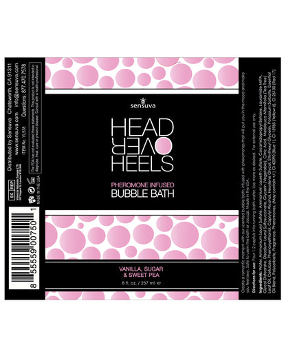 Sensuva Head Over Heels Bubble Bath - 8 Oz Vanilla-sugar-sweet Pea - LUST Depot