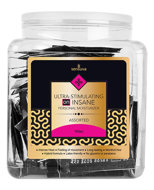 Insane Ultra Stimulating Personal Moisturizer Tub - Asst. Single Use Packet Tub Of 100 - LUST Depot