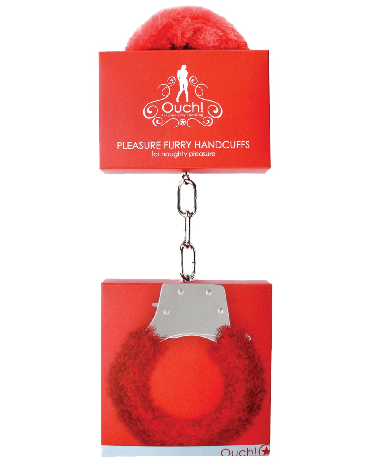 Shots Ouch Furry Pleasure Handcuffs - Red - LUST Depot