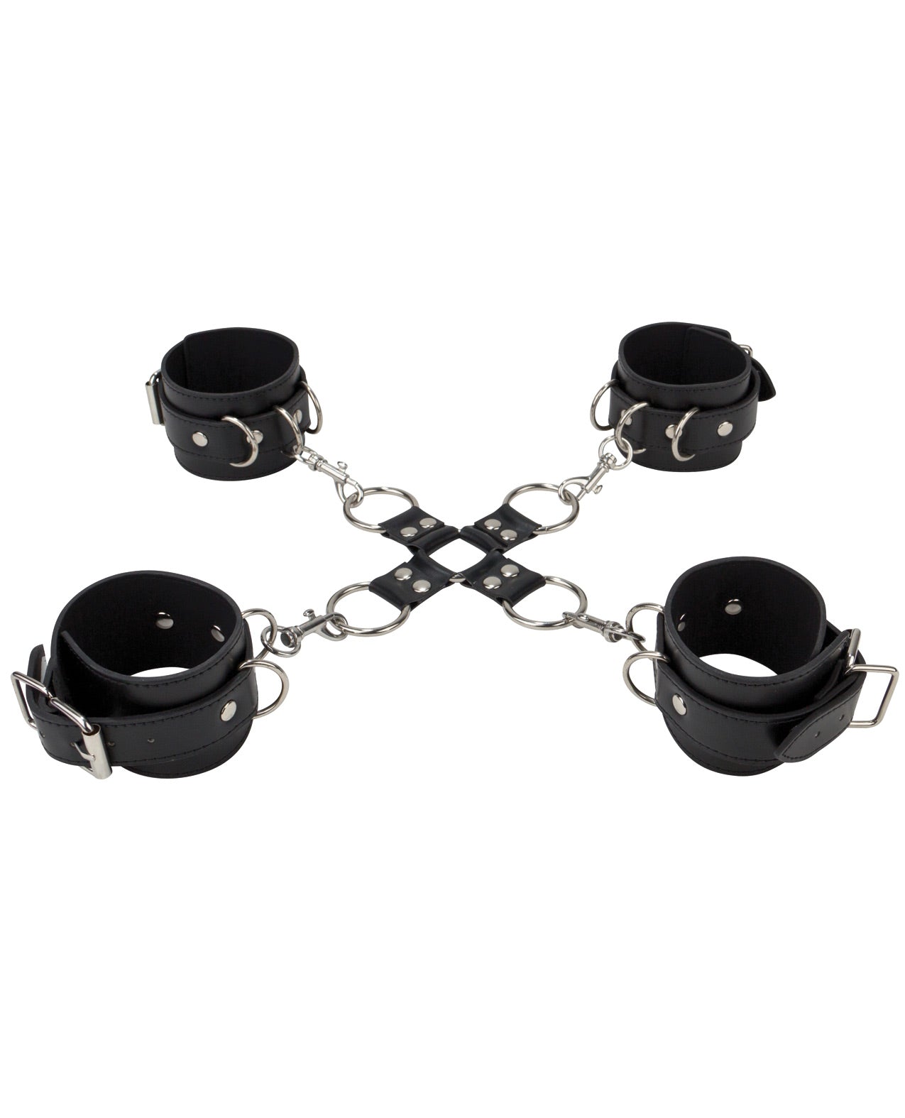 Shots Ouch Leather Hand & Leg Cuffs - Black - LUST Depot