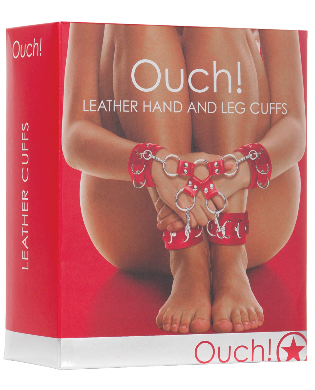 Shots Ouch Leather Hand & Leg Cuffs - Red - LUST Depot