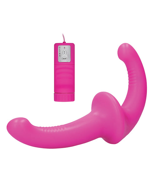 Shots Ouch Vibrating Silicone Strapless Strap On W-controller - Pink - LUST Depot