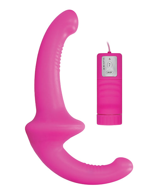 Shots Ouch Vibrating Silicone Strapless Strap On W-controller - Pink - LUST Depot