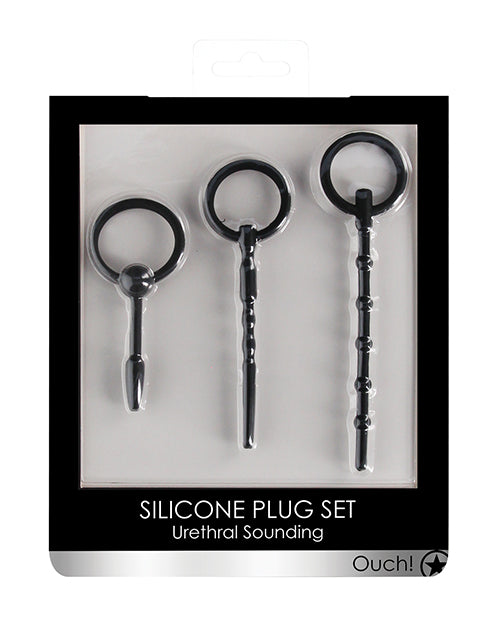 Shots Ouch Urethral Sounding Plug Set - Black - LUST Depot