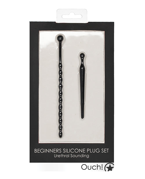 Shots Ouch Urethral Sounding Beginners Silicone Plug Set - Black - LUST Depot