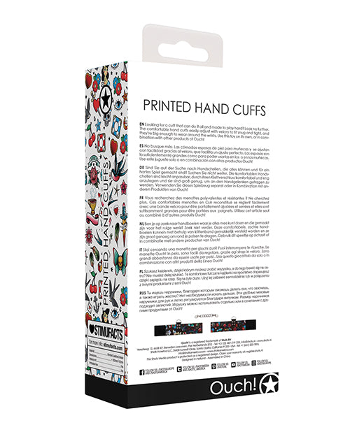 Shots Ouch Old School Tattoo Style Printed Hand Cuffs- Black - LUST Depot