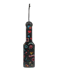 Shots Ouch Old School Tattoo Style Printed Paddle - Black