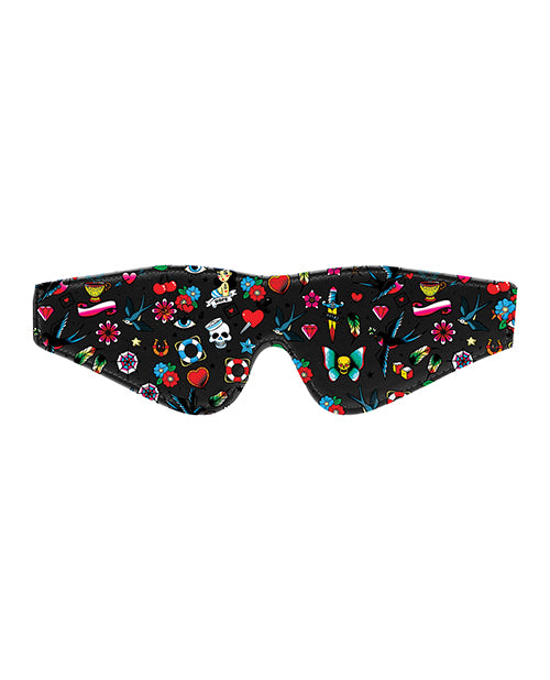 Shots Ouch Old School Tattoo Style Printed Eye Mask - Black - LUST Depot