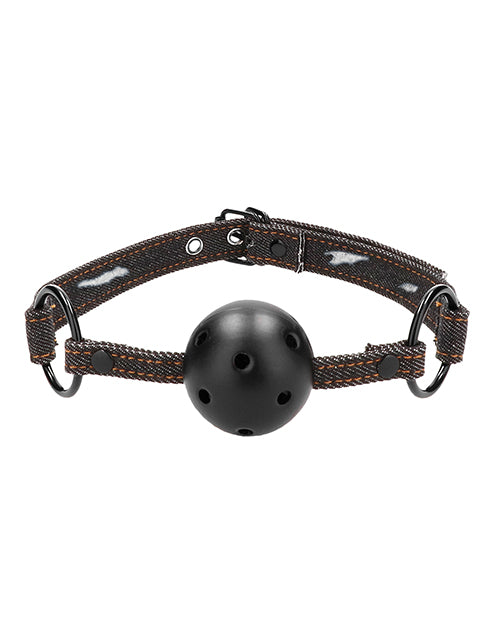 Shots Ouch Breathable Ball Gag W-denim Straps - Black - LUST Depot