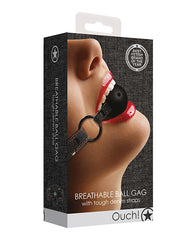 Shots Ouch Breathable Ball Gag W-denim Straps - Black