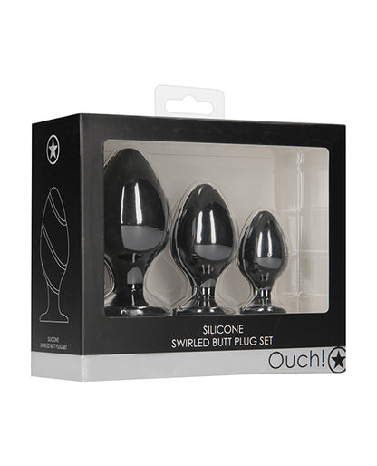 Shots Ouch Swirled Butt Plug Set - Black - LUST Depot