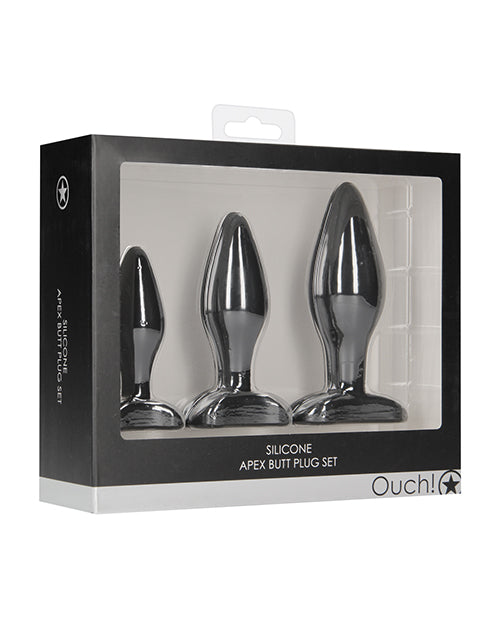 Shots Ouch Apex Butt Plug Set - Black - LUST Depot