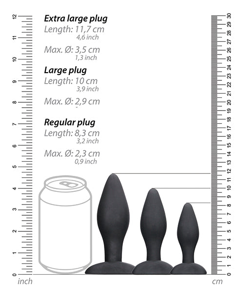 Shots Ouch Apex Butt Plug Set - Black - LUST Depot