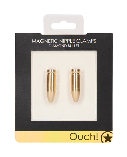 Shots Ouch Bullet Magnetic Nipple Clamps - Gold - LUST Depot