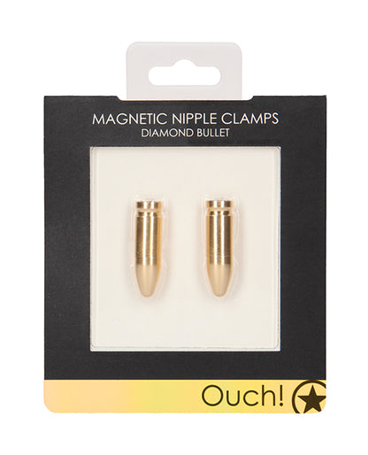 Shots Ouch Bullet Magnetic Nipple Clamps - Gold - LUST Depot