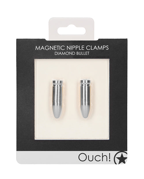 Shots Ouch Bullet Magnetic Nipple Clamps - Silver - LUST Depot