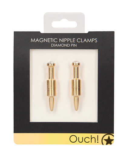 Shots Ouch Pin Magnetic Nipple Clamps - Gold - LUST Depot