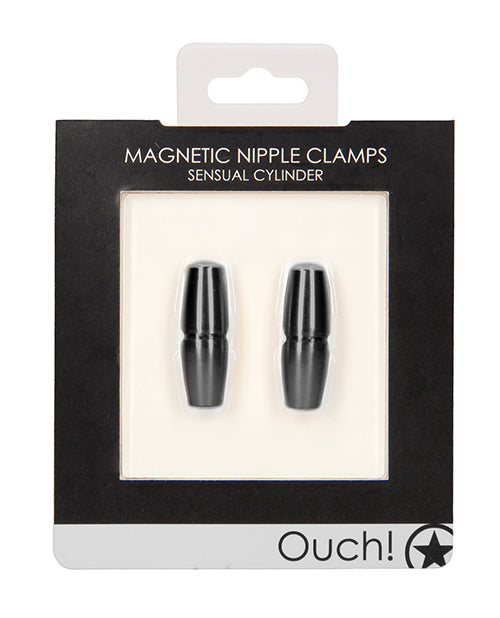 Shots Ouch Sensual Cylinder Magnetic Nipple Clamps - Black - LUST Depot