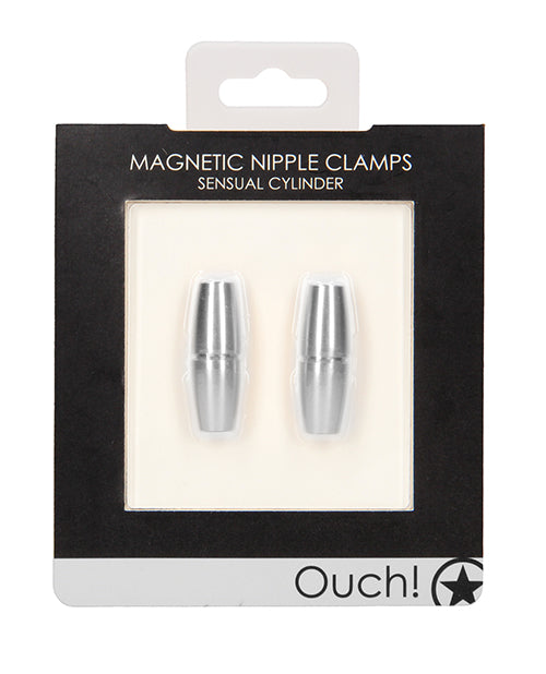 Shots Ouch Sensual Cylinder Magnetic Nipple Clamps - Silver - LUST Depot