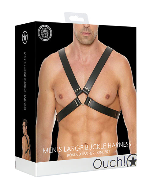 Shots Ouch Men's Large Buckle Harness - Black - LUST Depot