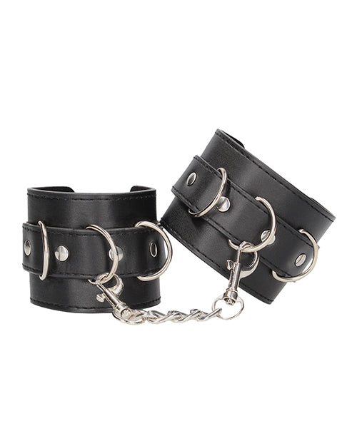 Shots Ouch Black & White Bonded Leather Hand-ankle Cuffs - Black - LUST Depot