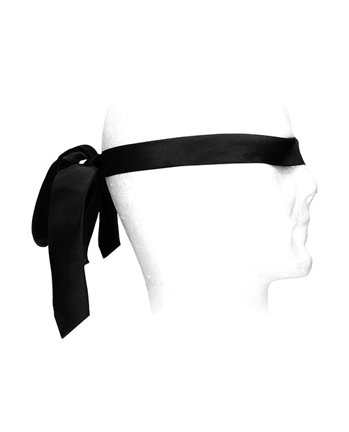 Shots Ouch Black & White Satin Bondage Tie - Black - LUST Depot