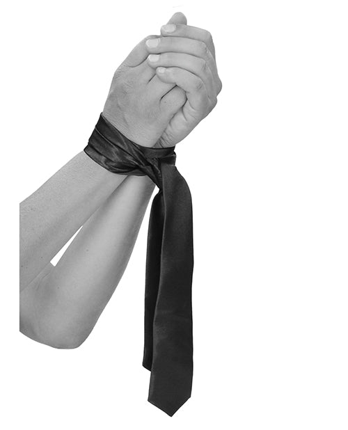 Shots Ouch Black & White Satin Bondage Tie - Black - LUST Depot