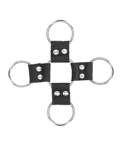 Shots Ouch Black & White Velcro Hogtie W-hand & Ankle Cuffs - Black - LUST Depot