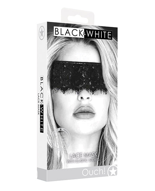 Shots Ouch Black & White Lace Mask W-elastic Straps - Black - LUST Depot