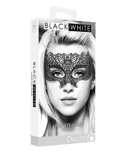 Shots Ouch Black & White Lace Eye Mask - Princess Black - LUST Depot