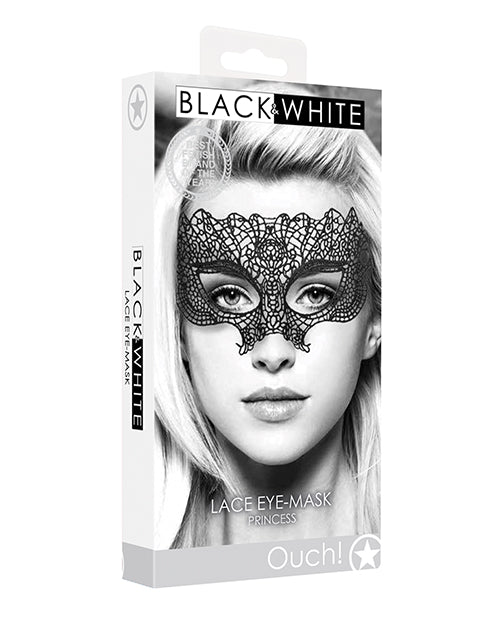 Shots Ouch Black & White Lace Eye Mask - Princess Black - LUST Depot