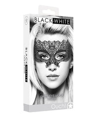 Shots Ouch Black & White Lace Eye Mask - Princess Black