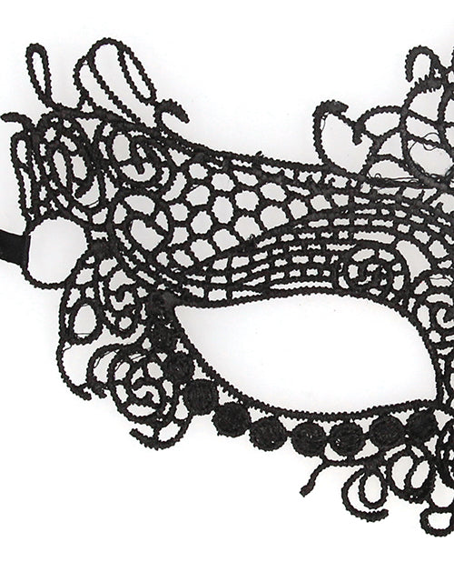 Shots Ouch Black & White Lace Eye Mask - Queen Black - LUST Depot