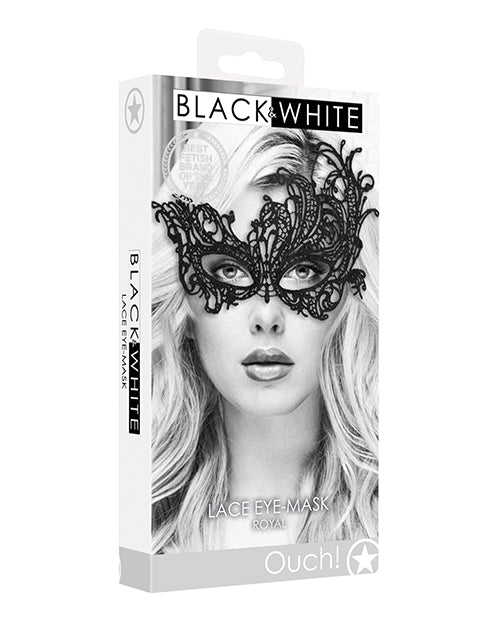 Shots Ouch Black & White Lace Eye Mask - Royal Black - LUST Depot