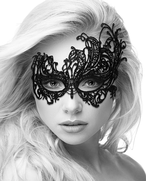 Shots Ouch Black & White Lace Eye Mask - Royal Black - LUST Depot