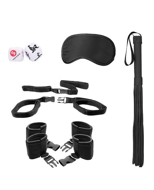 Shots Ouch Black & White Bed Post Bindings Restraint Kit - Black - LUST Depot