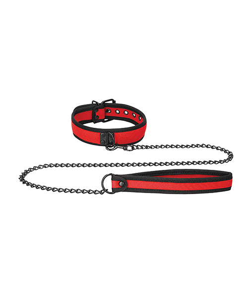 Shots Ouch Puppy Play Puppy Collar W-leash - Red - LUST Depot