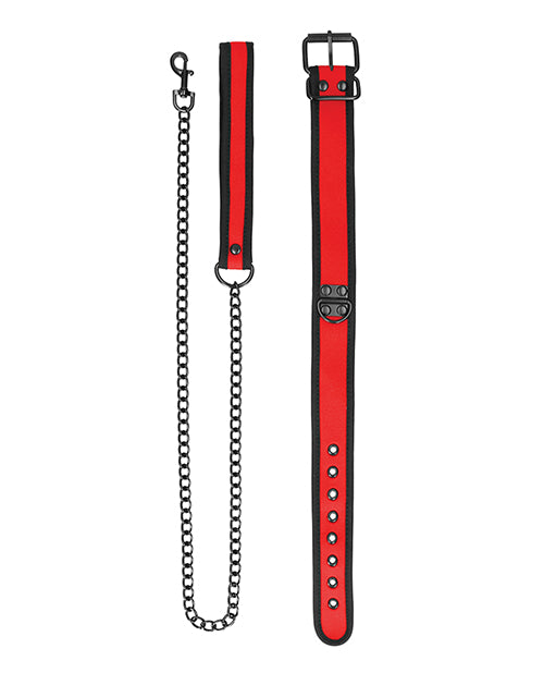 Shots Ouch Puppy Play Puppy Collar W-leash - Red - LUST Depot