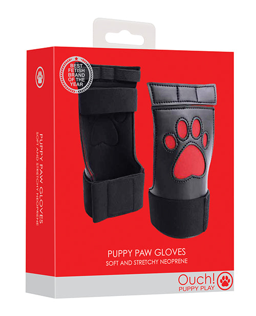 Shots Ouch Puppy Play Puppe Play Paw Cut-out Gloves - Red - LUST Depot