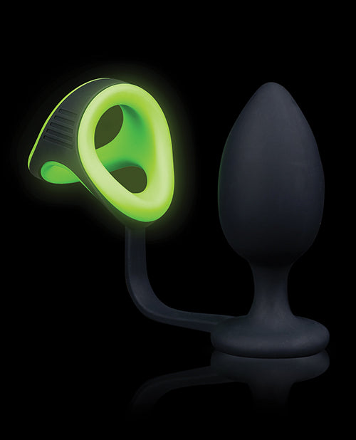 Shots Ouch Butt Plug W-cock Ring & Ball Strap - Glow In The Dark - LUST Depot