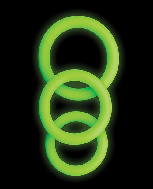 Shots Ouch 3 Pc Cock Ring Set - Glow In The Dark - LUST Depot