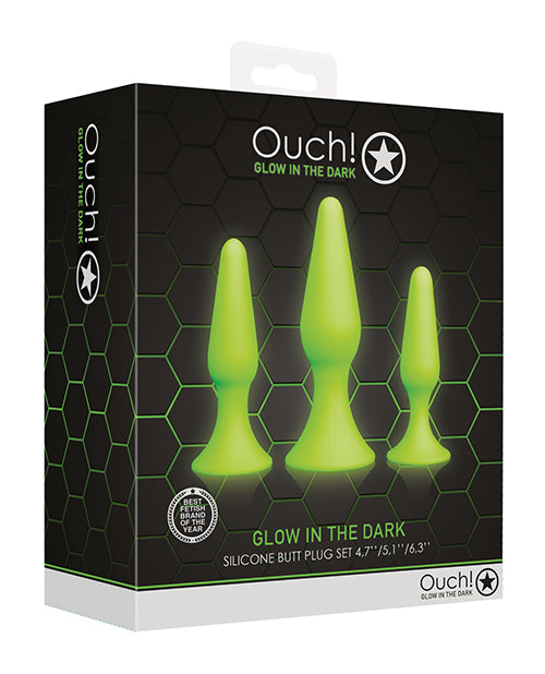 Shots Ouch Butt Plug Set - Glow In The Dark - LUST Depot