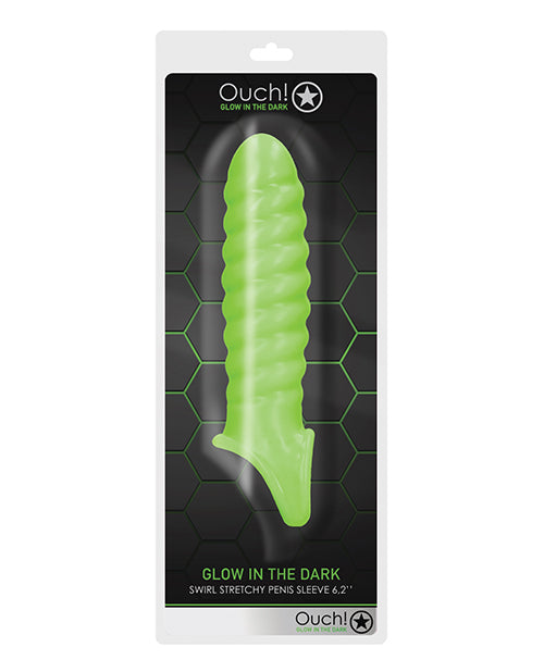 Shots Ouch Swirl Stretchy Penis Sleeve - Glow In The Dark - LUST Depot