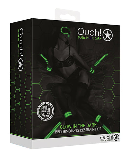 Shots Ouch Bed Bindings Restraint Kit - Glow In The Dark - LUST Depot