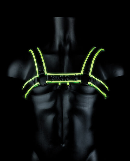 Shots Ouch Chest Bulldog Harness - Glow In The Dark L-xl - LUST Depot