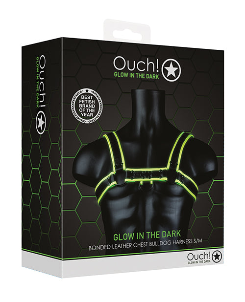 Shots Ouch Chest Bulldog Harness - Glow In The Dark S-m - LUST Depot