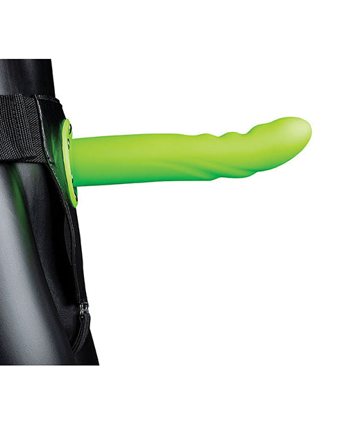 Shots Ouch 8" Textured Curved Hollow Strap On - Glow In The Dark - LUST Depot